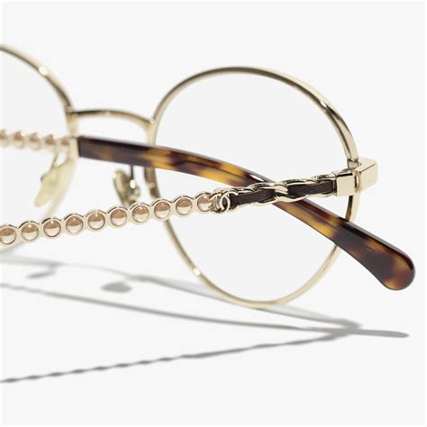 chanel round sunglasses with writing|Round Blue Light Glasses Metal & Glass Pearls Light Gold.